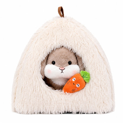 Lop-Eared Bunny in Fluffy Cave House
