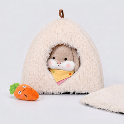 Lop-Eared Bunny in Fluffy Cave House