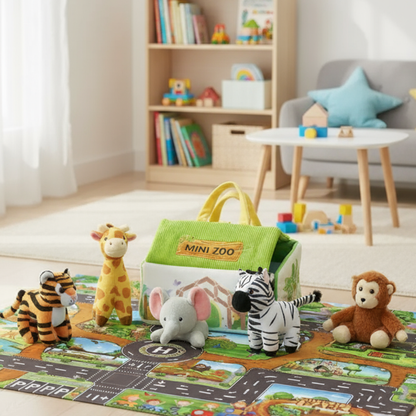Personalized Plush Mini Zoo Toy Set with 5 Wild Stuffed Animal
