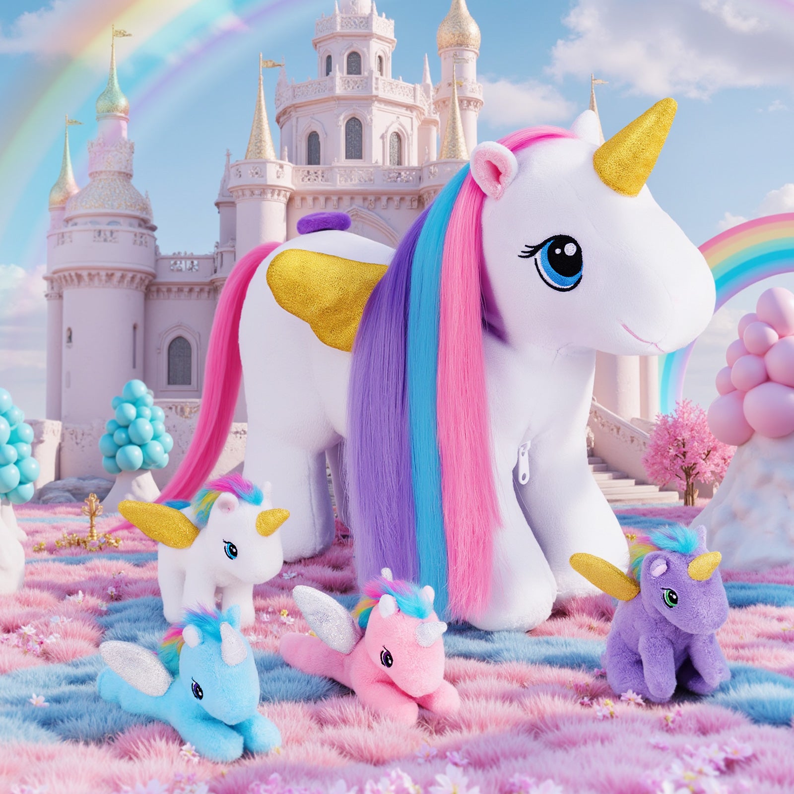 Ouozzz Rapunzelcorn Unicorn Plush Stuffed Animal, Rainbow Hair