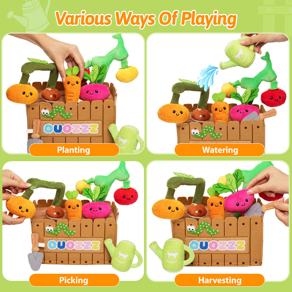 Personalized Baby's First Vegetable Garden Plush Playset Toy Gift Set