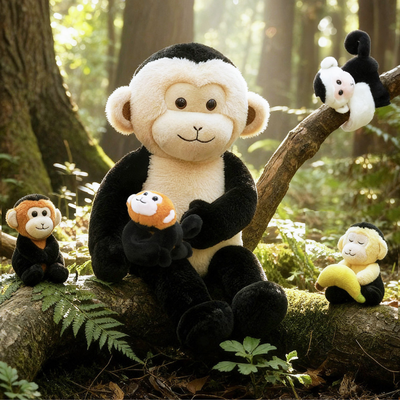 Capuchin Monkey Plush Stuffed Animal with 4 Babies