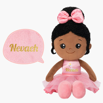 Personalized Deep Skin Tone Plush Doll & Backpack Giftset