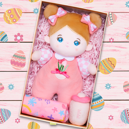 Easter Gift Box Plush Baby Girl Doll with Bottle Blanket