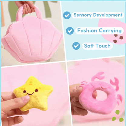 Personalized Baby's First Mermaid Shell Bag Sensory Toy Plush Playset