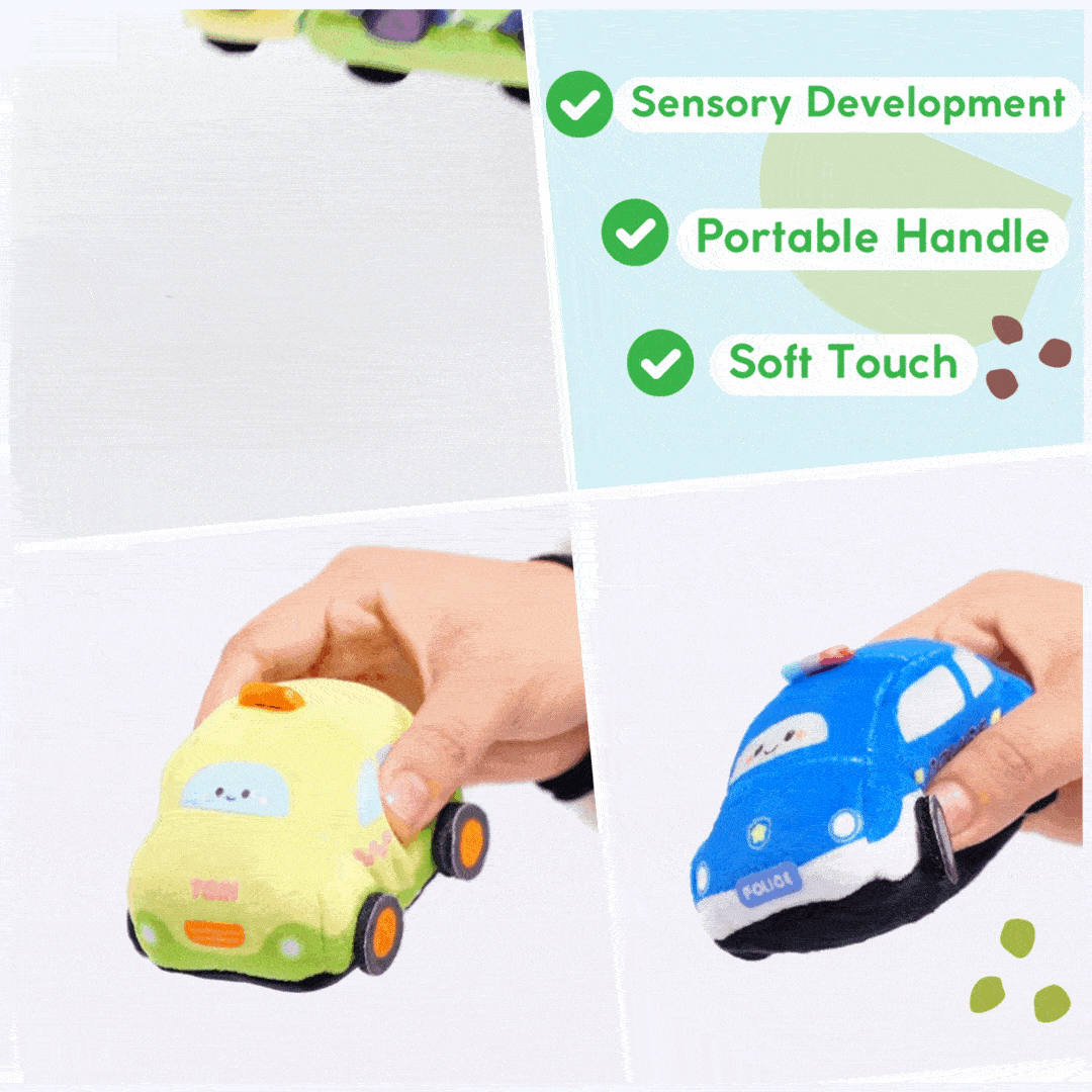Personalized Baby's First Car Sensory Toy Plush Playset