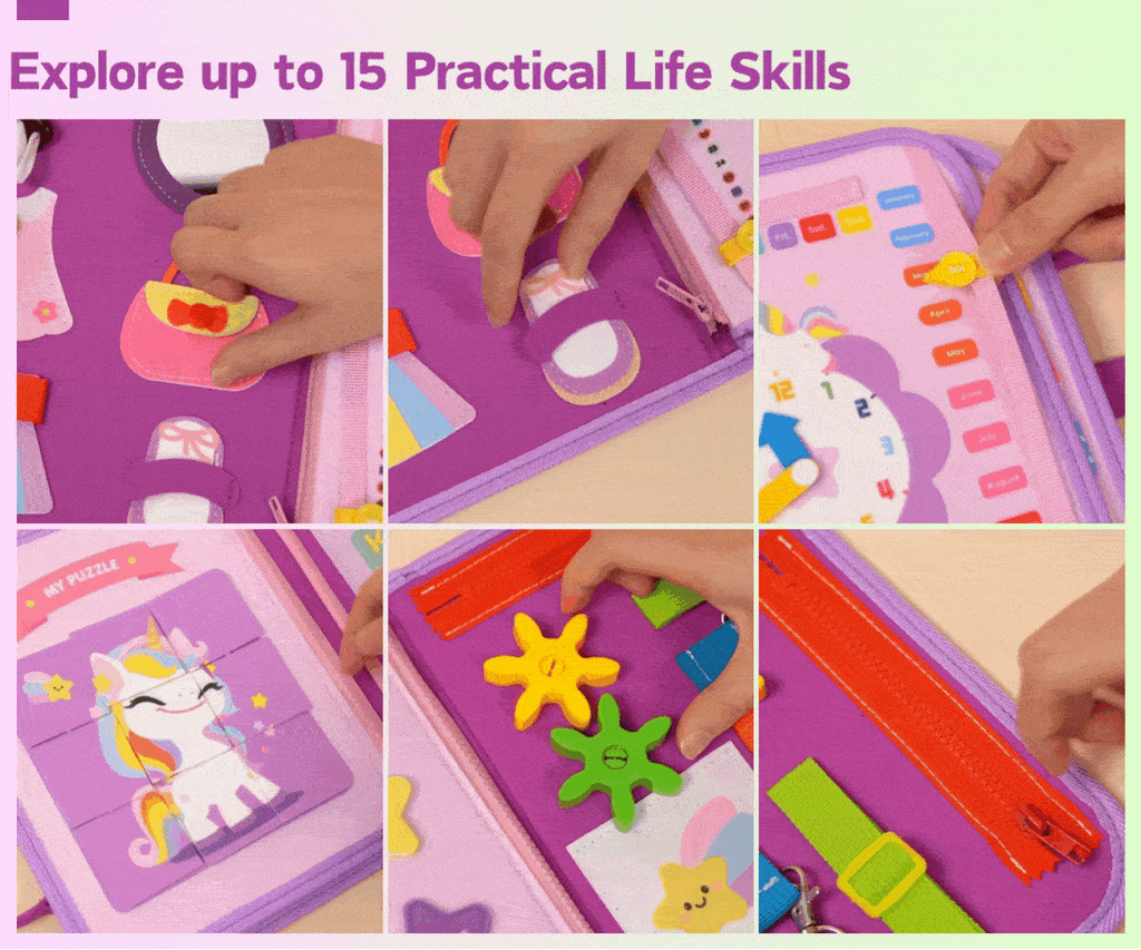 Personalized Toddler Busy Board Montessori Toy - 4 Themes