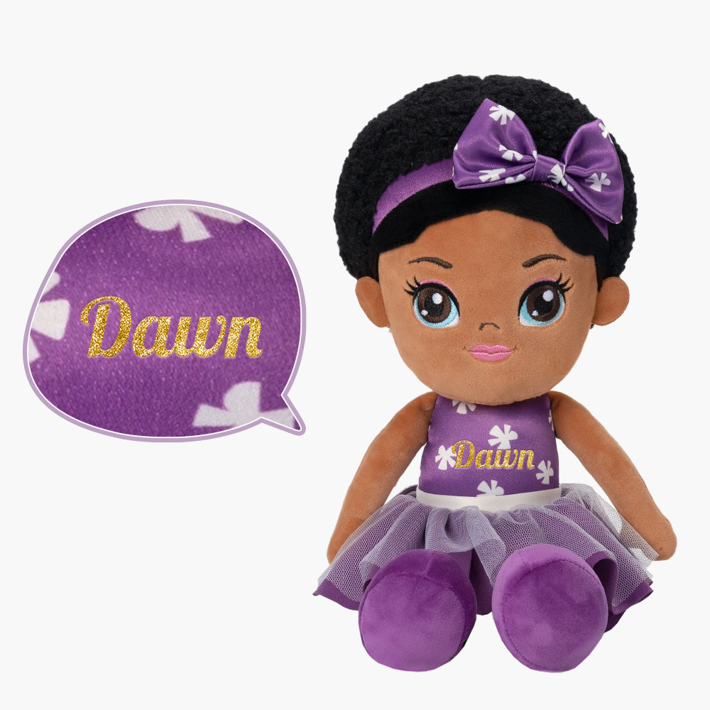 Personalized Deep Skin Tone Plush Doll & Backpack Giftset