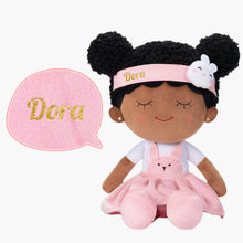 Load image into Gallery viewer, Personalized Deep Skin Tone Plush Doll &amp; Backpack Giftset