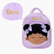 Load image into Gallery viewer, Personalized Deep Skin Tone Plush Doll &amp; Backpack Giftset