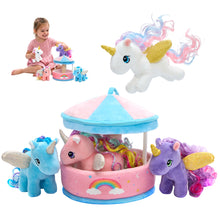 Load image into Gallery viewer, Carousel Plush Toy Set with 4 Unicorns