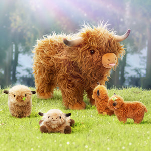 Scottish Highland Cow Cattle Stuffed Animal with 4 Calves