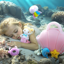 Load image into Gallery viewer, Personalized Baby&#39;s First Mermaid Shell Bag Sensory Toy Plush Playset