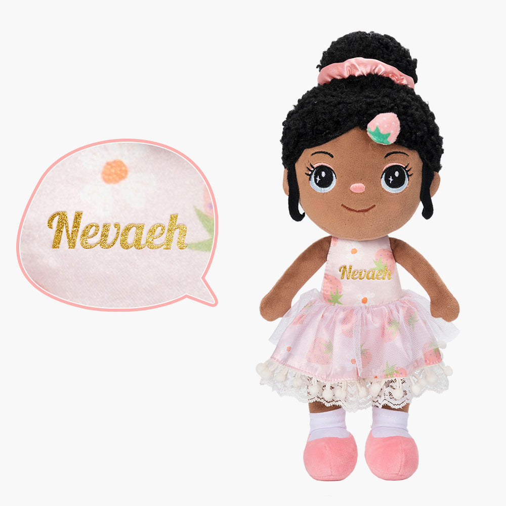 Personalized Deep Skin Tone Plush Doll & Backpack Giftset