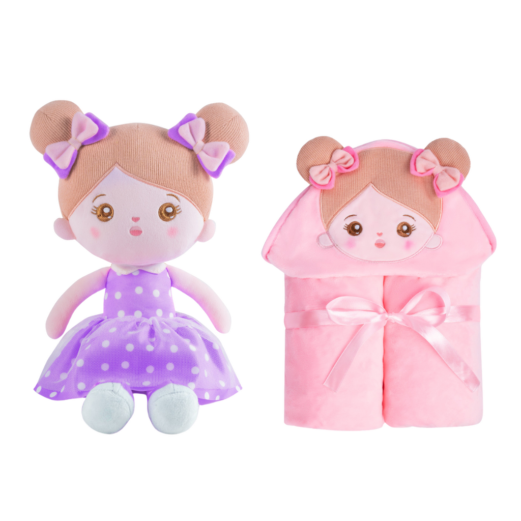 Personalized Doll and 88 cm Soft Baby Toddler Blanket Combo