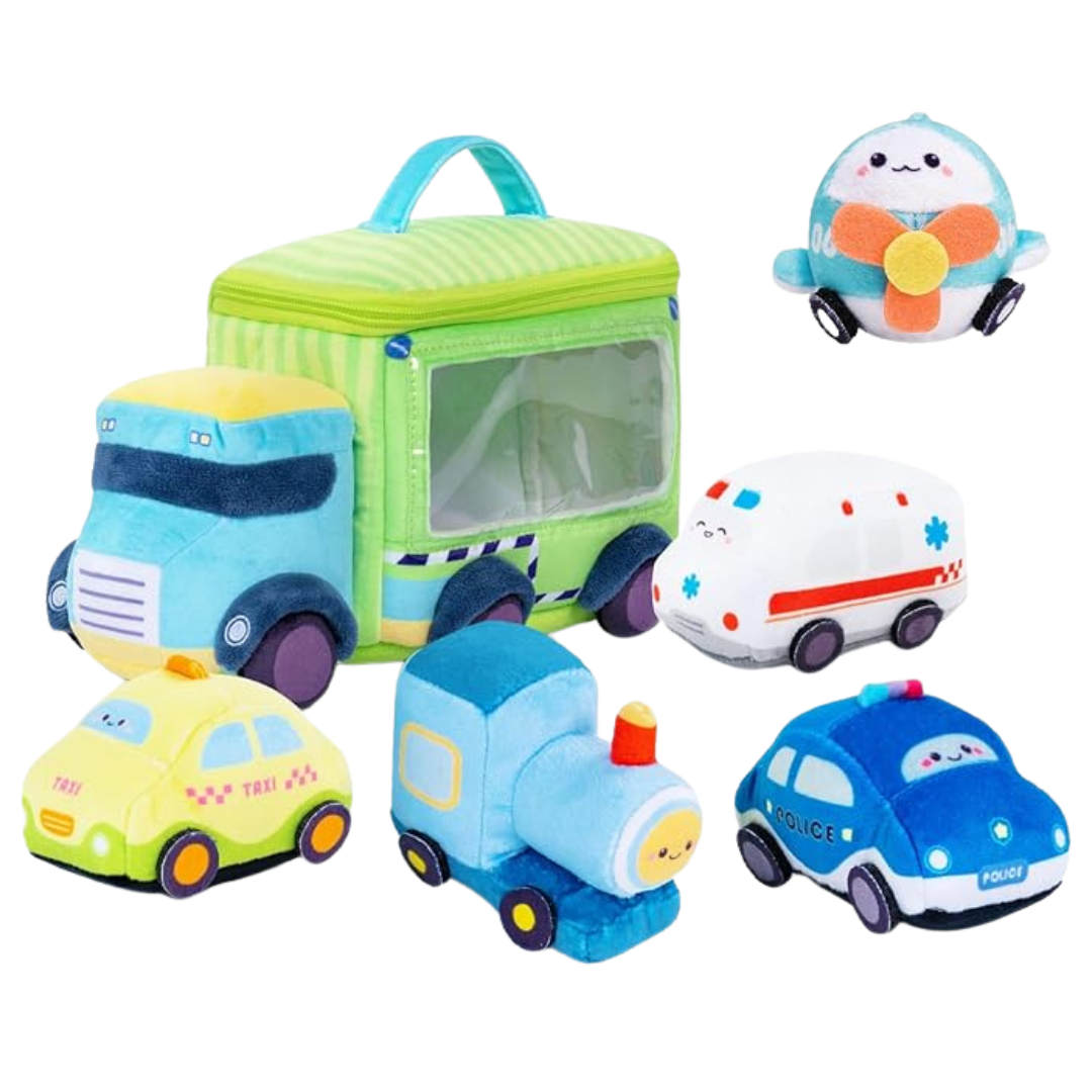 Personalized Baby's First Car Sensory Toy Plush Playset