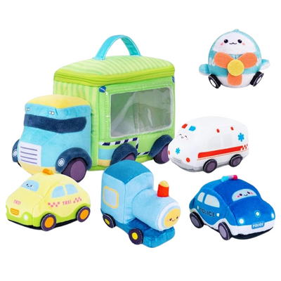 Personalized Baby's First Car Sensory Toy Plush Playset