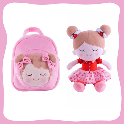 OUOZZZ Personalized Plush Doll and Optional Backpack I- Cherry🍒 / Gift Set With Backpack