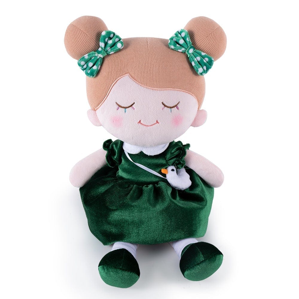 OUOZZZ Personalized Dark Green Doll and Bag Gift Set Green + Backpack