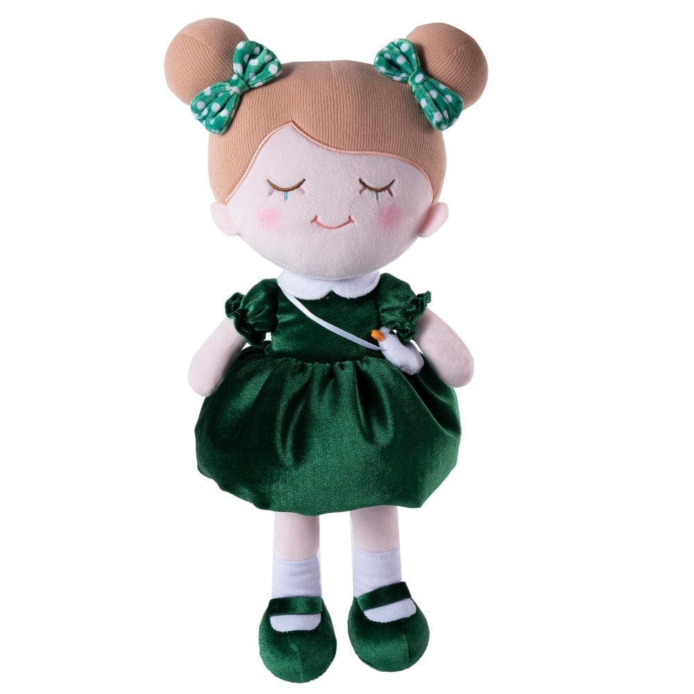 OUOZZZ Personalized Dark Green Doll and Bag Gift Set Green + Backpack