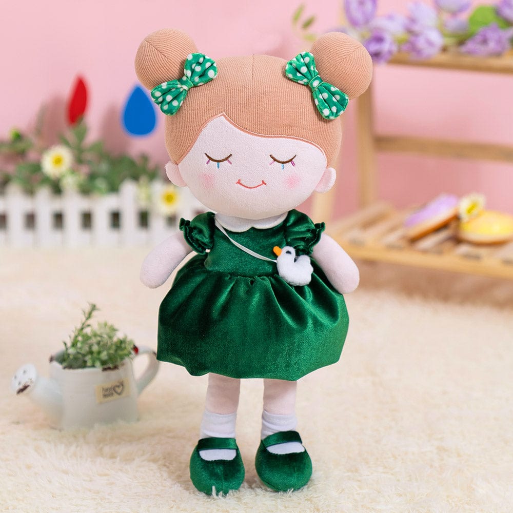 OUOZZZ Personalized Dark Green Doll and Bag Gift Set Green + Backpack
