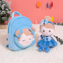 Load image into Gallery viewer, OUOZZZ Personalized Plush Doll IRIS Blue Backpack Ballerina Doll &amp; Backpack