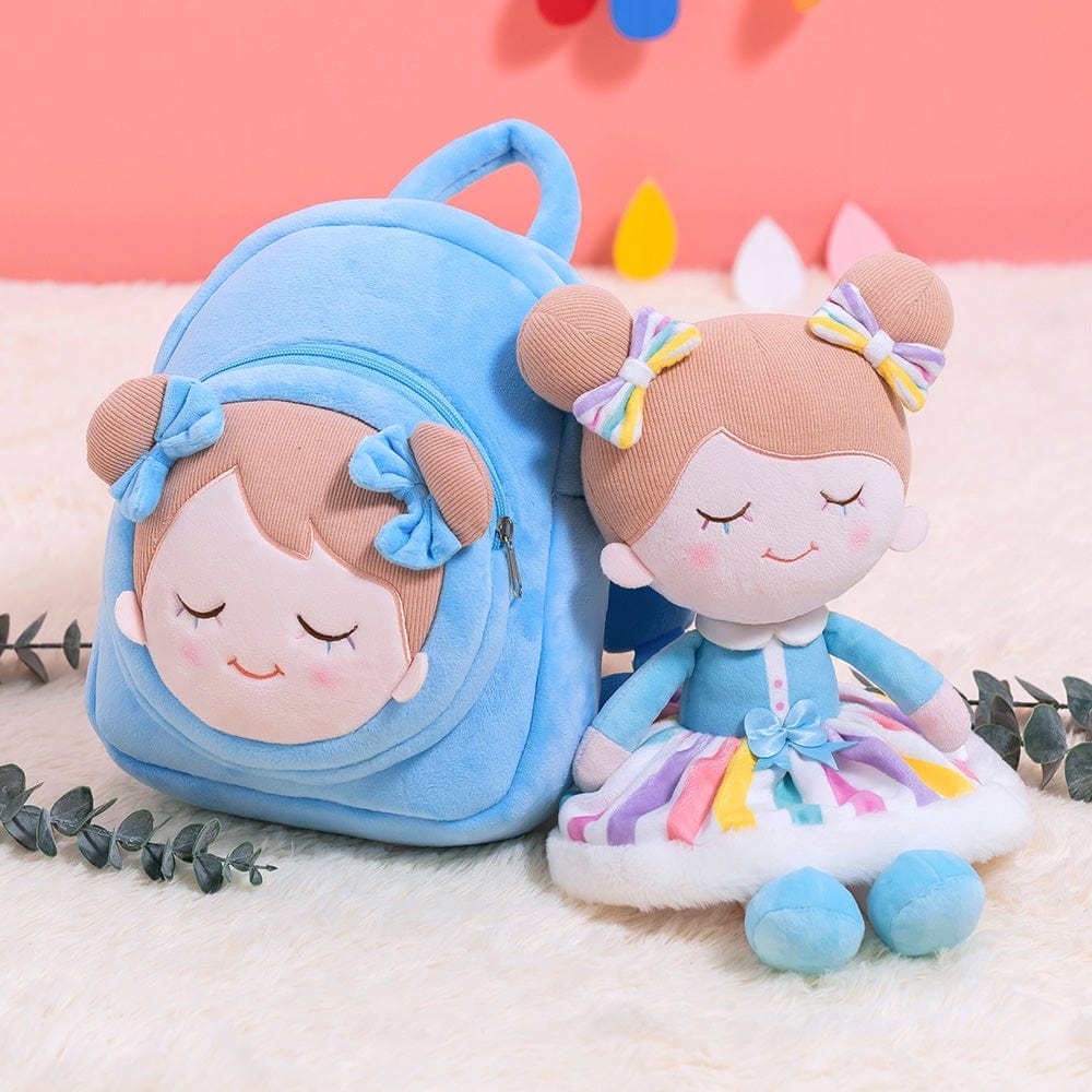 OUOZZZ Personalized Backpack and Optional Cute Plush Doll Blue / With Doll