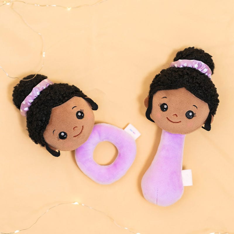 iFrodoll iFrodoll Deep Skin Plush Nevaeh Chewable Rattle 2-Piece Rattle Set