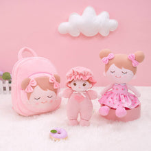 Load image into Gallery viewer, OUOZZZ Personalized Mini Plush Rag Baby Doll Gift Set Pink Mini &amp; I-Pink &amp; Backpack
