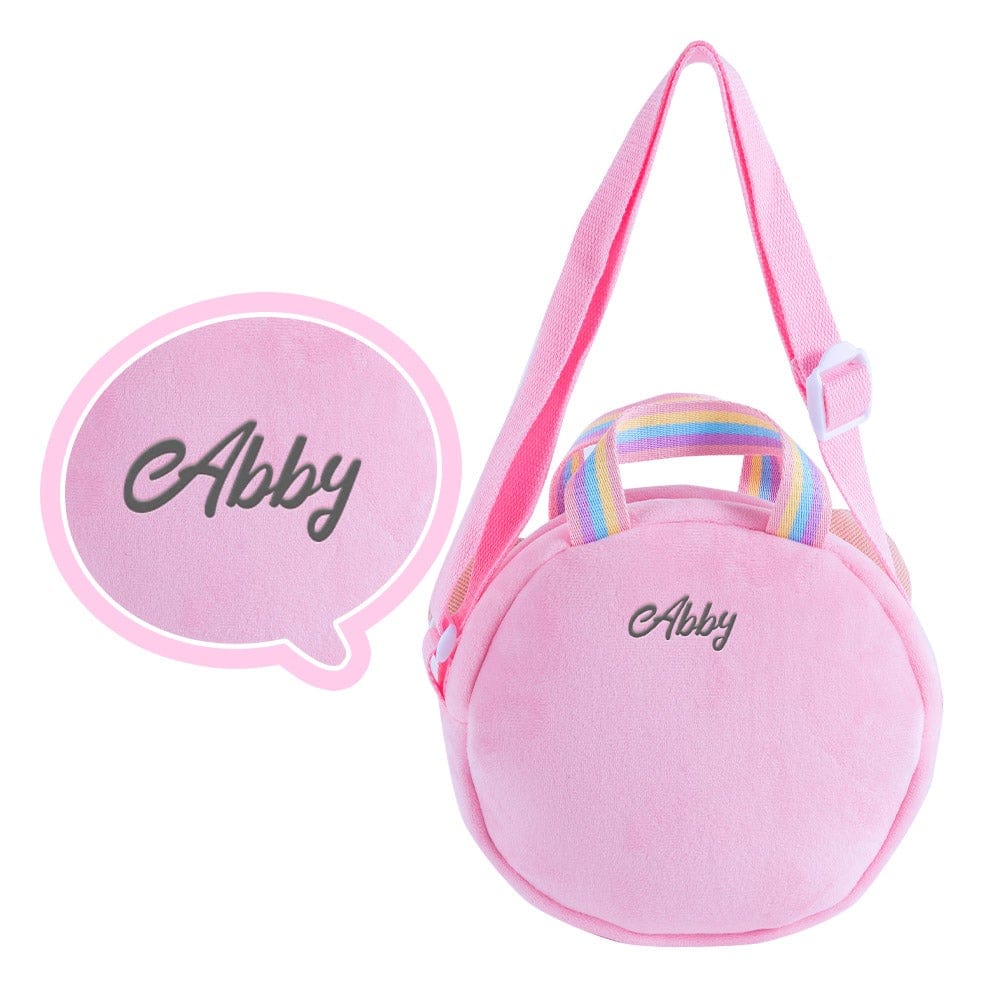 OUOZZZ Personalized Sweet Pink Doll and Shoulder Bag Gift Set Abby Pink + Shoulder Bag