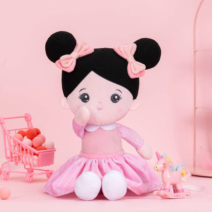 Personalized Pink Dress & Black Hair Doll