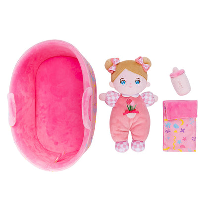 Personalized Blue Eyes Mini Plush Baby Girl Doll & Gift Set