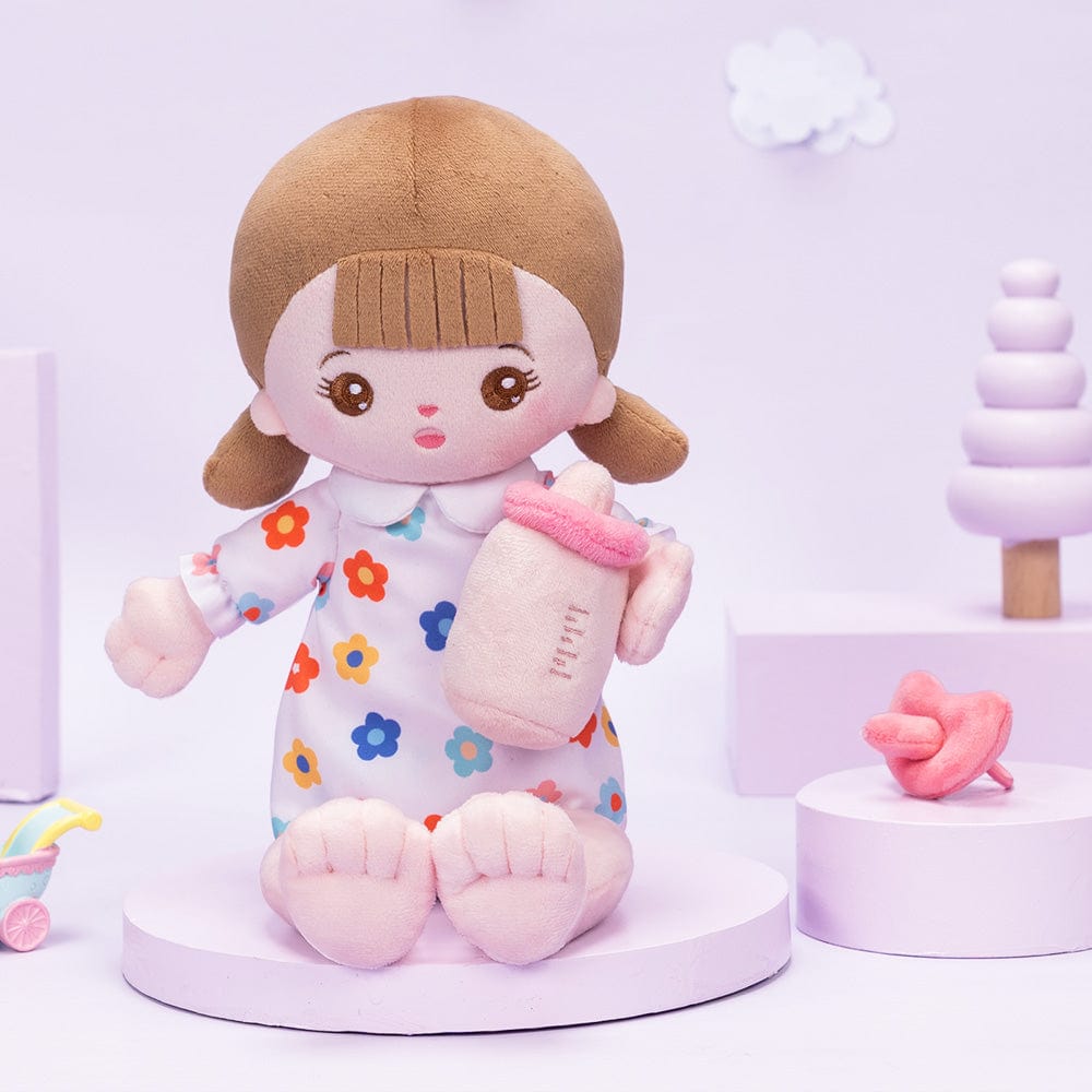 OUOZZZ Personalized White Sitting Position Plush Lite Baby Girl Doll