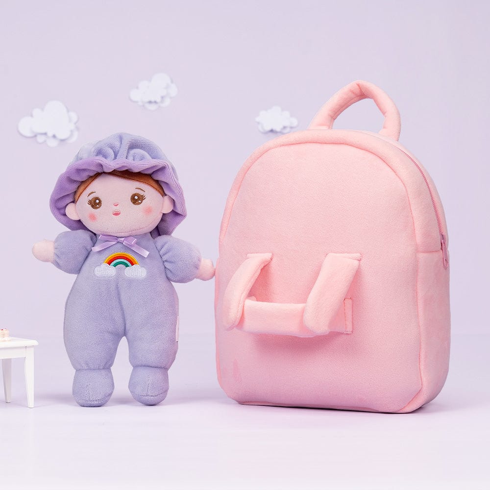 OUOZZZ Personalized Purple Mini Plush Rag Baby Doll With Bag🎒