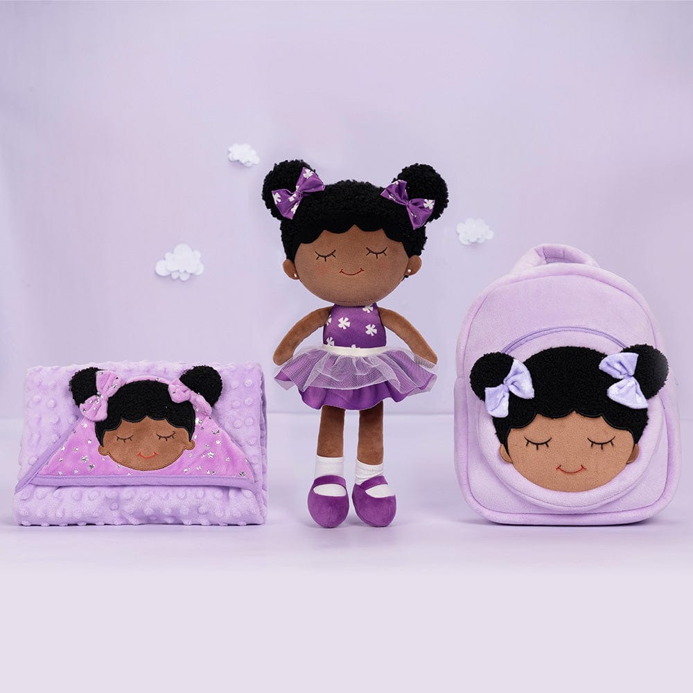 OUOZZZ Personalized Purple Deep Skin Tone Plush Dora Doll