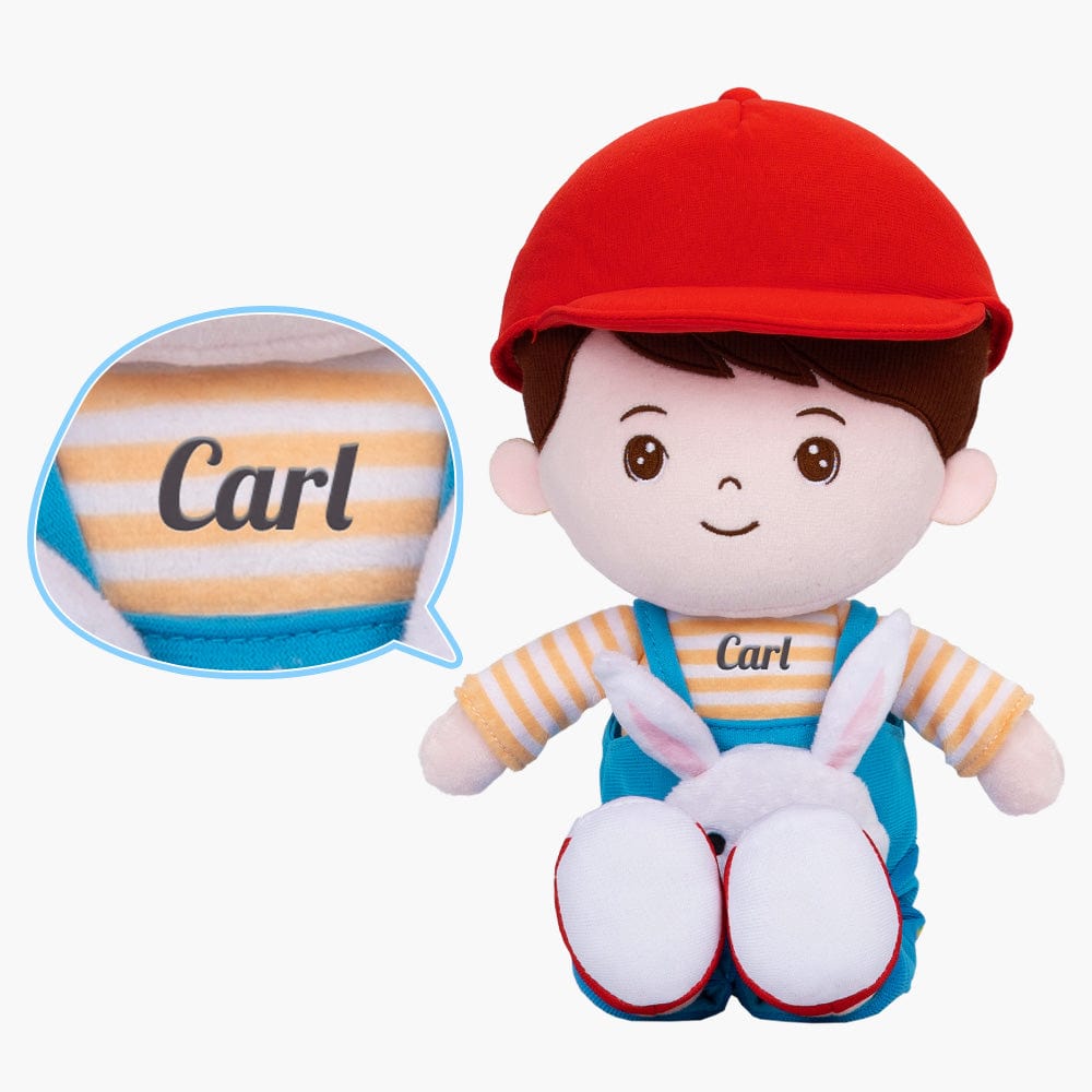 OUOZZZ Personalized Rabbit Overalls Plush Baby Boy Doll