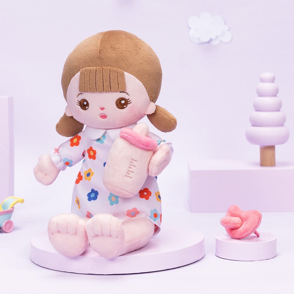OUOZZZ Personalized White Sitting Position Plush Lite Baby Girl Doll