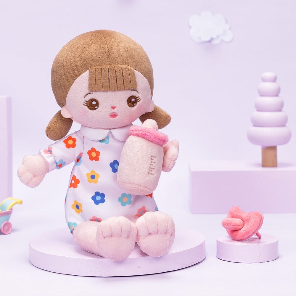 OUOZZZ Personalized White Sitting Position Plush Lite Baby Girl Doll