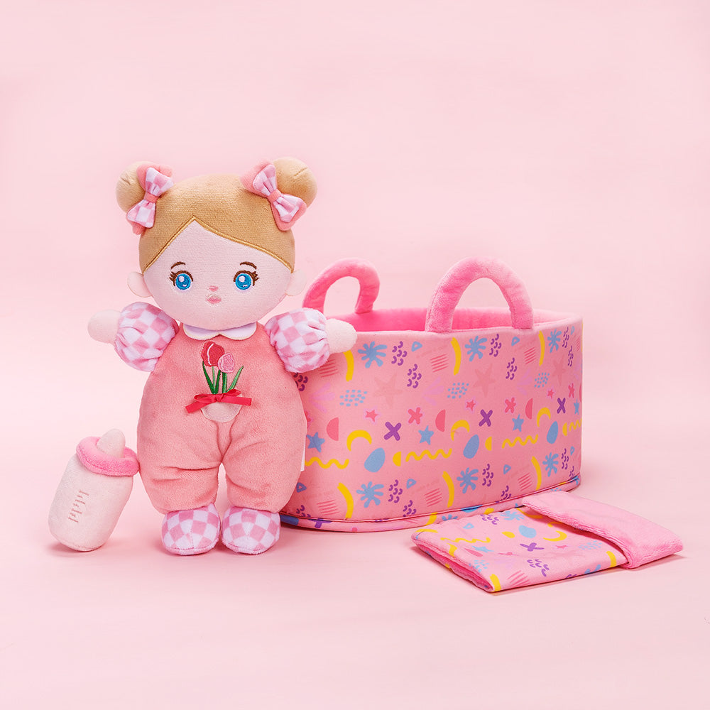 Personalized Blue Eyes Mini Plush Baby Girl Doll & Gift Set