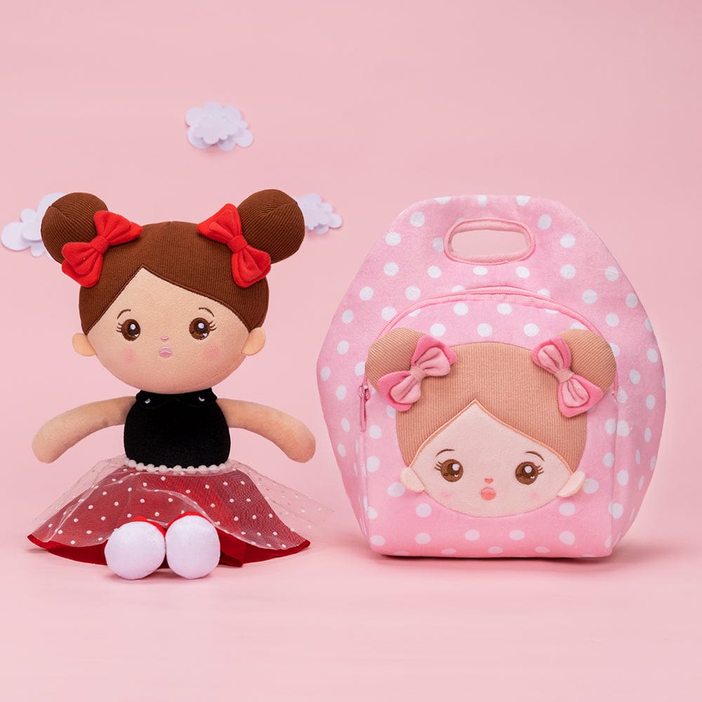 OUOZZZ Personalized Brown Skin Tone Plush Baby Doll With Lunch Bag🍱