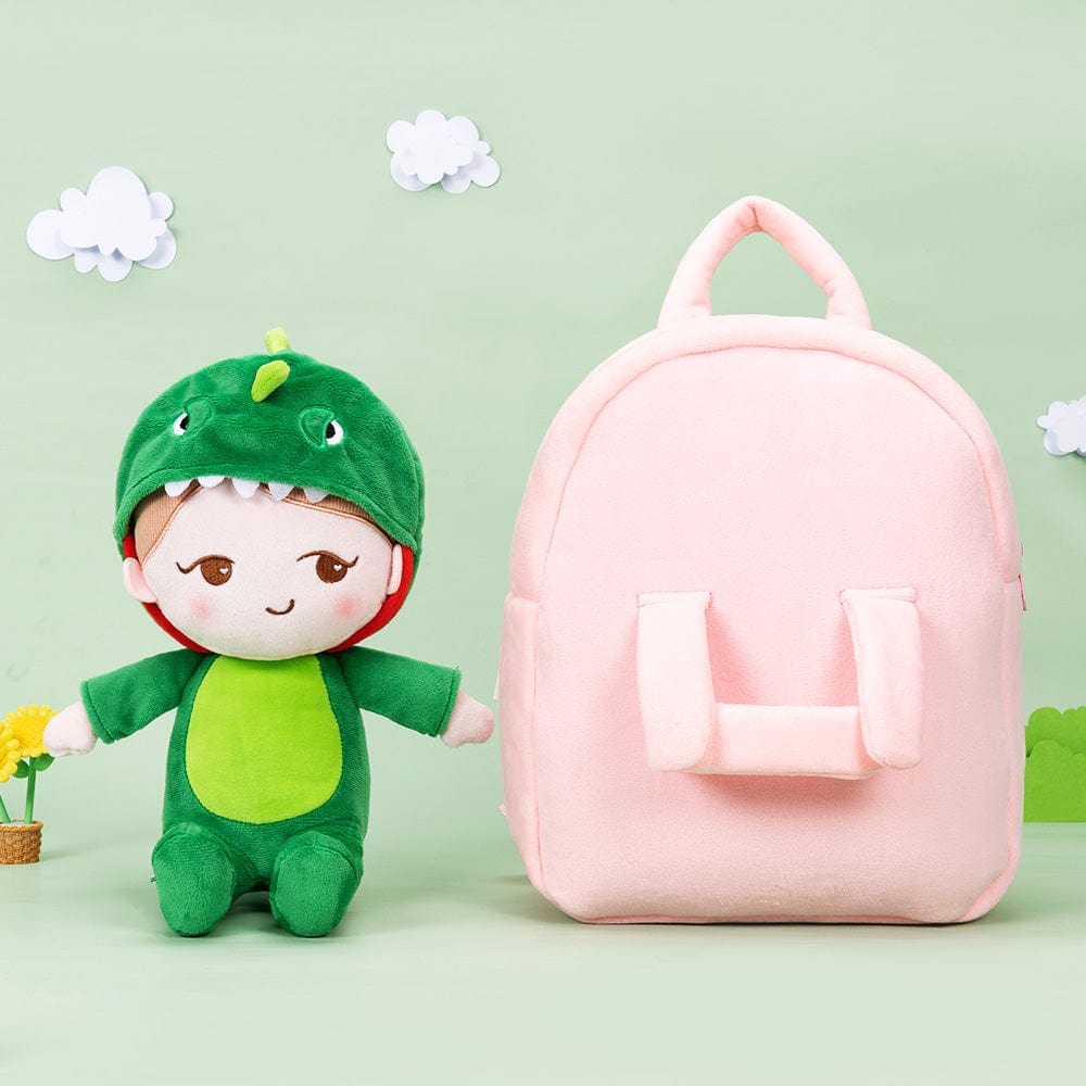 OUOZZZ Personalized Green Dinosaur Doll Gift Set With Pink Backpack🎒