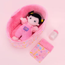 Load image into Gallery viewer, Personalized Black Hair Mini Plush Rag Baby Doll &amp; Gift Set