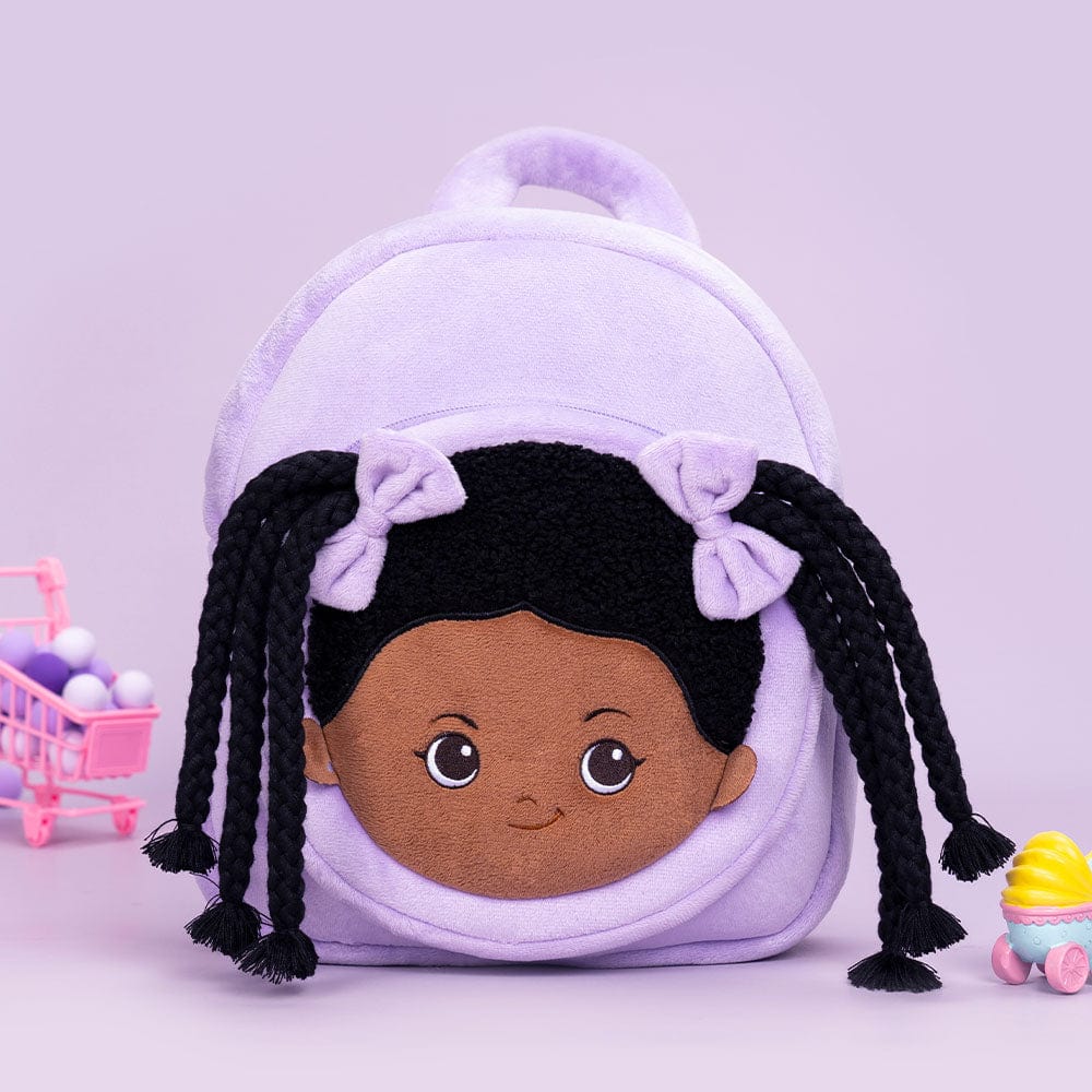 OUOZZZ Personalized Deep Skin Tone Plush Purple Ash Backpack Only Backpack