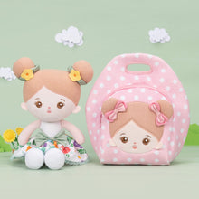 Load image into Gallery viewer, OUOZZZ Personalized Green Floral Girl Plush Doll With Lunch Bag