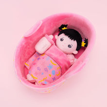 Load image into Gallery viewer, Personalized Black Hair Mini Plush Rag Baby Doll &amp; Gift Set