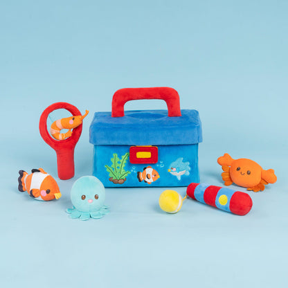 Personalized Baby's First Fishing Tackle Box Plush Playset Sensory Toy Gift Set