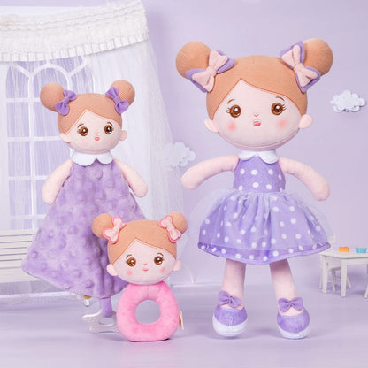 OUOZZZ Personalized Sweet Girl Purple Plush Doll With Rattle & Towel🔔