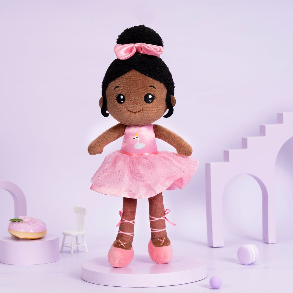 Beautiful Black Girl Plush Doll Personalized Deep Skin Tone Ballerina Doll Gift For 6 Month Baby Ouozzz GB.ouozzzshop