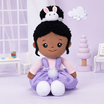 OUOZZZ Personalized Deep Skin Tone Plush Purple Bunny Doll