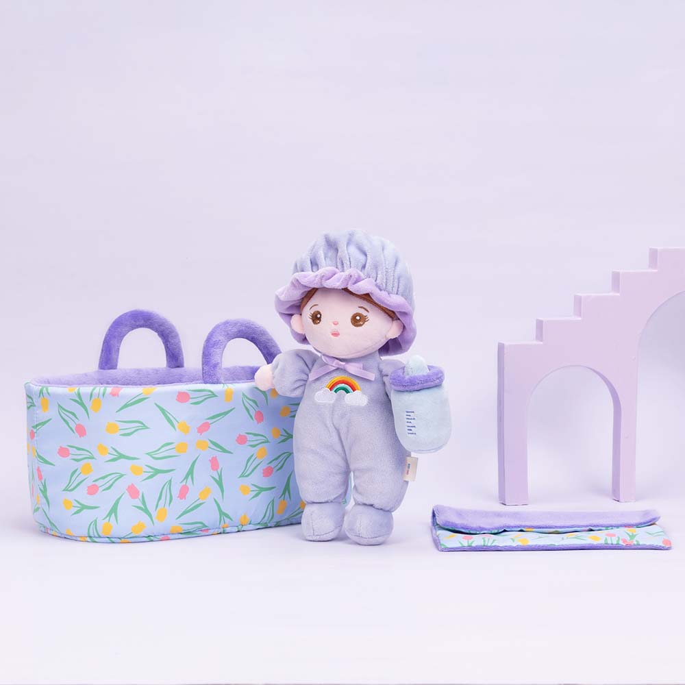 Personalizedoll Personalized Purple Mini Plush Baby Girl Doll & Gift Set